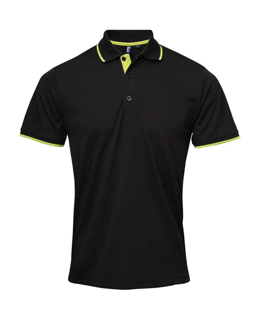 Premier Contrast Coolchecker® Piqué Polo Shirt | Black/Lime Green