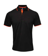 Premier Contrast Coolchecker® Piqué Polo Shirt | Black/Orange thumbnail 1