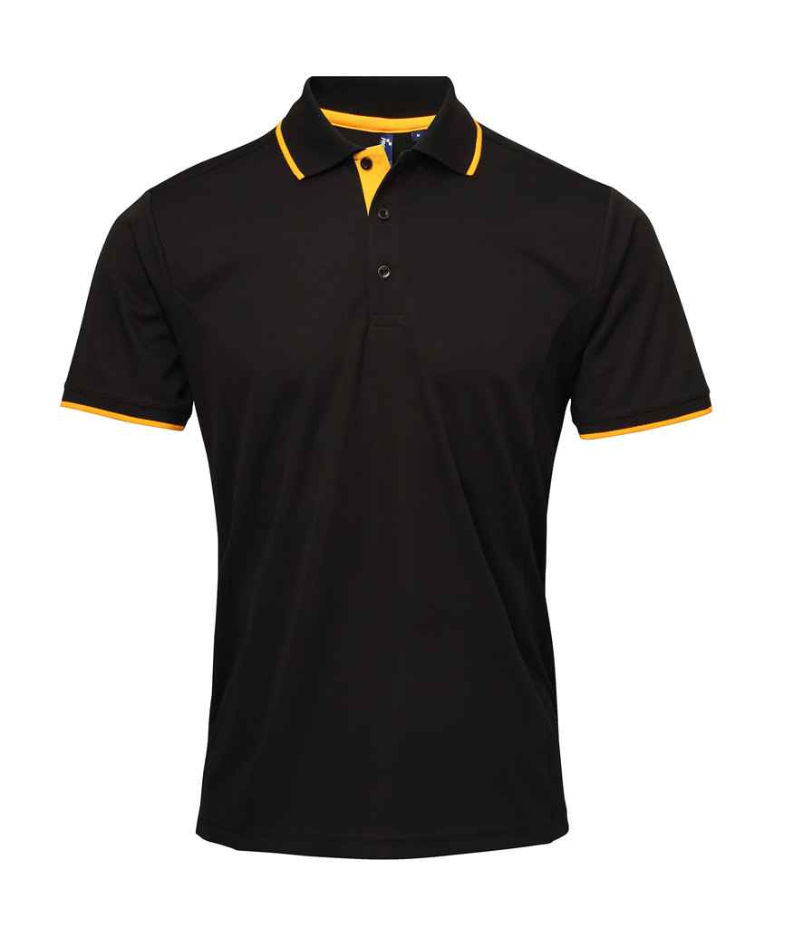 Premier Contrast Coolchecker® Piqué Polo Shirt | Black/Sunflower