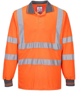 Portwest Hi-Vis Long Sleeve Polo Shirt | Orange thumbnail 1