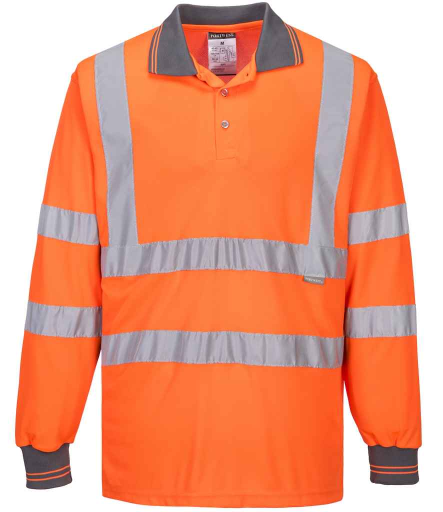 Portwest Hi-Vis Long Sleeve Polo Shirt | Orange