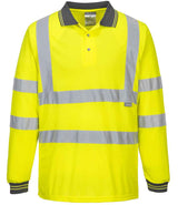 Portwest Hi-Vis Long Sleeve Polo Shirt | Yellow thumbnail 2