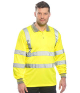 Portwest Hi-Vis Long Sleeve Polo Shirt | Yellow thumbnail 1