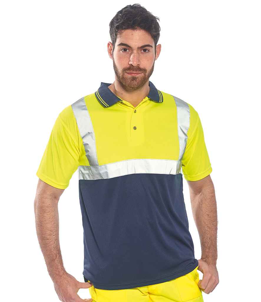 Portwest Hi-Vis Two Tone Polo Shirt | Yellow/Navy