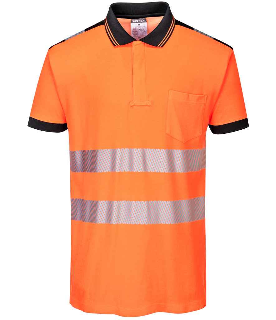 Portwest PW3 Hi-Vis Polo Shirt | Orange/Black