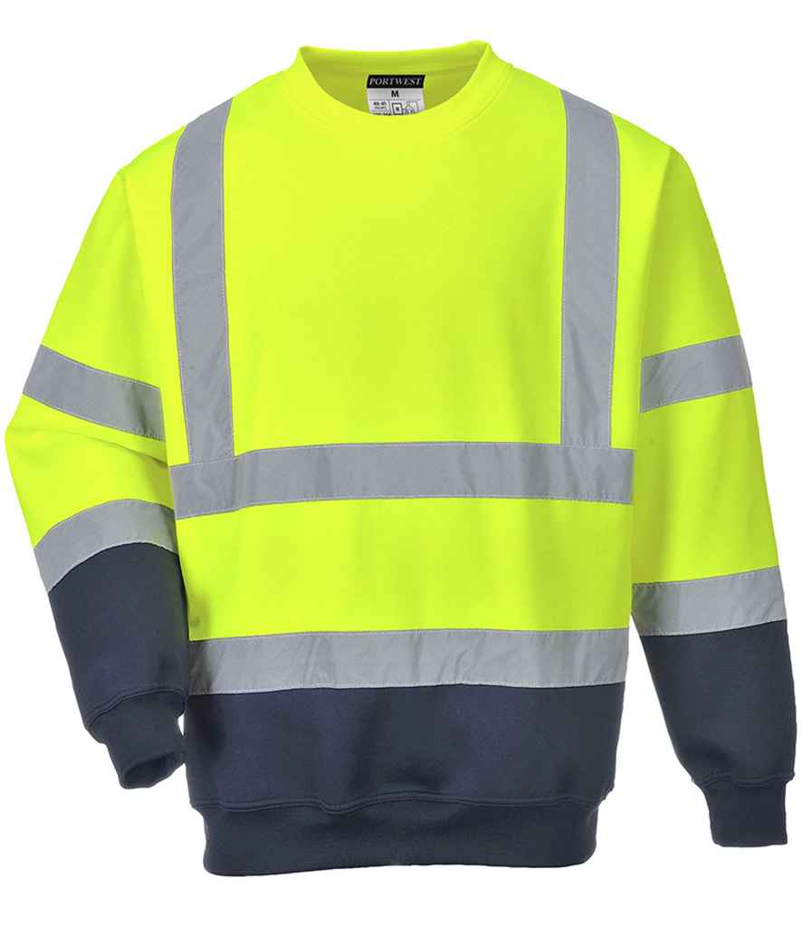 Portwest Hi-Vis Two Tone Sweatshirt | Yellow/Navy