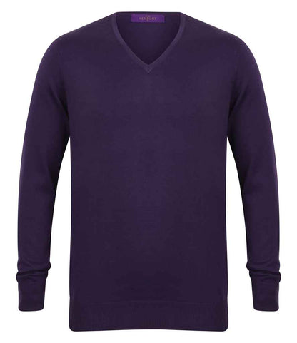 Henbury Lightweight Cotton Acrylic V Neck Sweater