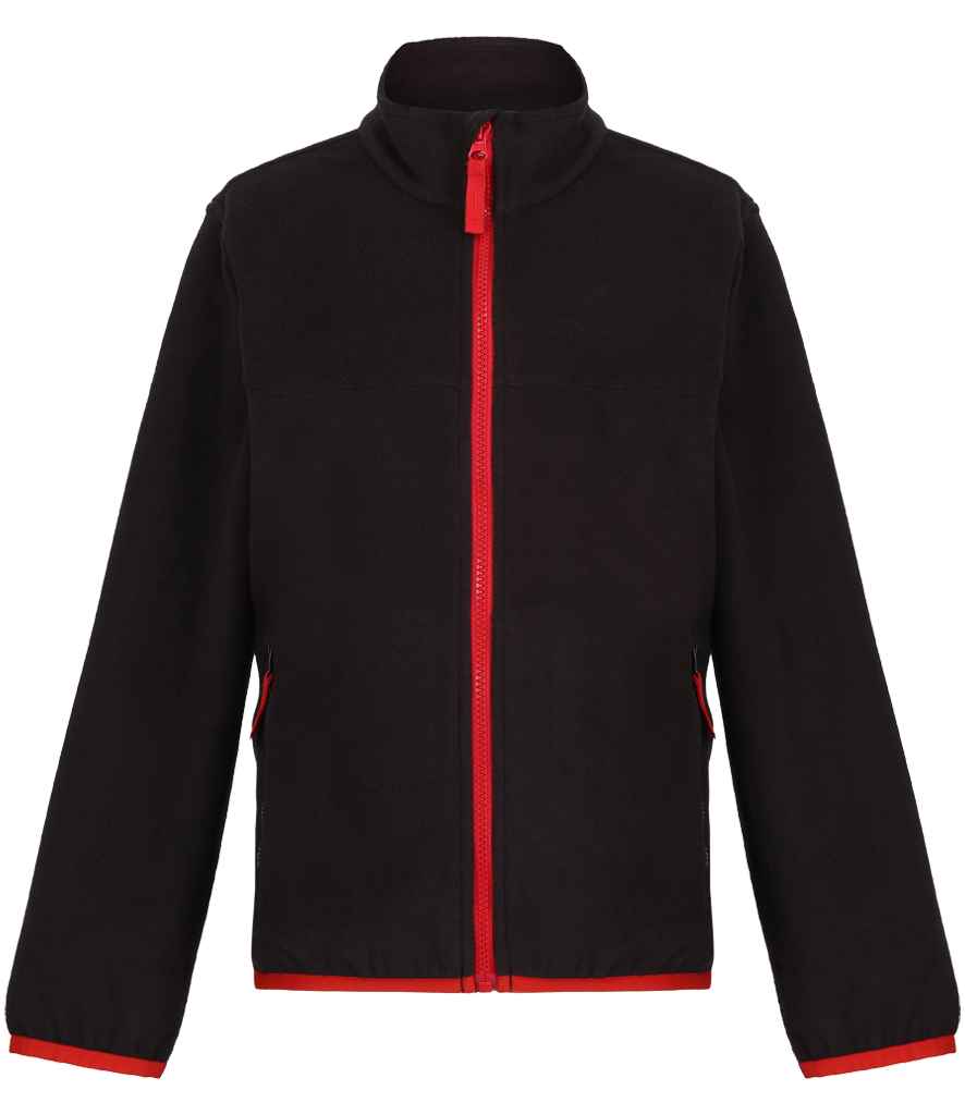 Regatta Kids Full Zip Micro Fleece Jacket | Black/Classic Red