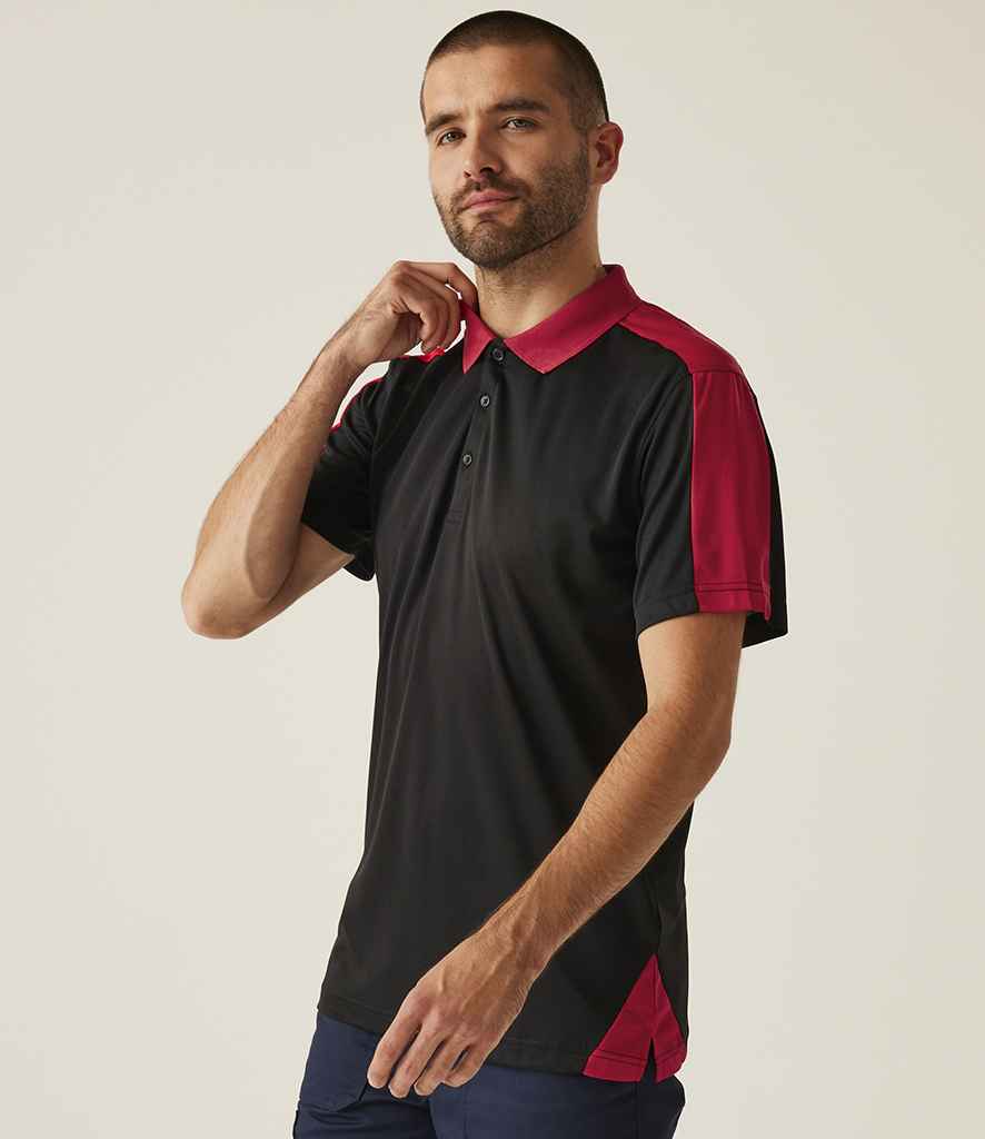 Regatta Contrast Quick Wicking Piqué Polo Shirt | Black/Classic Red