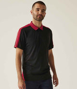 Regatta Contrast Quick Wicking Piqué Polo Shirt | Black/Classic Red thumbnail 3