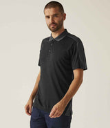 Regatta Contrast Quick Wicking Piqué Polo Shirt | Black/Seal Grey thumbnail 4
