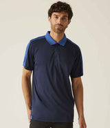 Regatta Contrast Quick Wicking Piqué Polo Shirt | Navy/New Royal Blue thumbnail 3