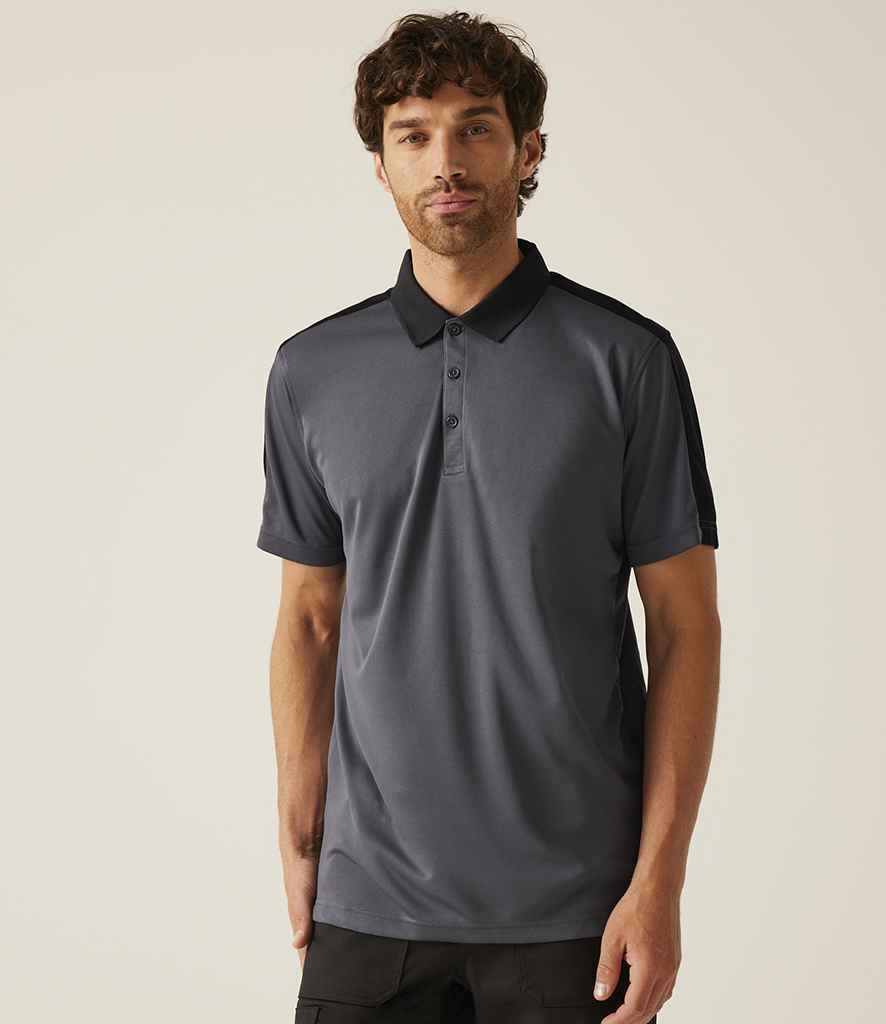 Regatta Contrast Quick Wicking Piqué Polo Shirt | Seal Grey/Black