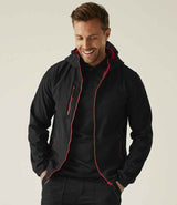 Regatta Navigate Two Layer Hooded Soft Shell Jacket | Black/Classic Red thumbnail 3
