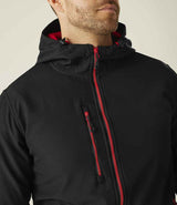 Regatta Navigate Two Layer Hooded Soft Shell Jacket | Black/Classic Red thumbnail 4