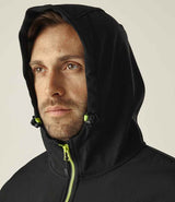 Regatta Navigate Two Layer Hooded Soft Shell Jacket | Black/Lime Green thumbnail 5
