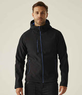 Regatta Navigate Two Layer Hooded Soft Shell Jacket | Black/New Royal Blue thumbnail 1
