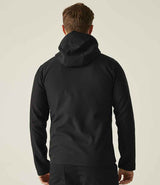 Regatta Navigate Two Layer Hooded Soft Shell Jacket | Black/New Royal Blue thumbnail 2