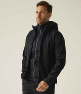 Regatta Navigate Two Layer Hooded Soft Shell Jacket | Black/New Royal Blue thumbnail 3