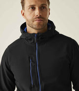 Regatta Navigate Two Layer Hooded Soft Shell Jacket | Black/New Royal Blue thumbnail 4