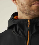 Regatta Navigate Two Layer Hooded Soft Shell Jacket | Black/Orange Pop thumbnail 6