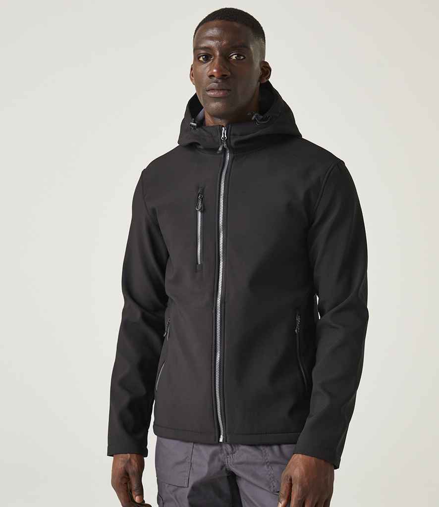 Regatta Navigate Two Layer Hooded Soft Shell Jacket | Black/Seal Grey
