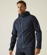 Regatta Navigate Two Layer Hooded Soft Shell Jacket | Navy/French Blue thumbnail 1