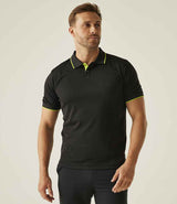 Regatta Navigate Polo Shirt | Black/Lime Green thumbnail 2