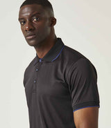 Regatta Navigate Polo Shirt | Black/New Royal Blue thumbnail 4