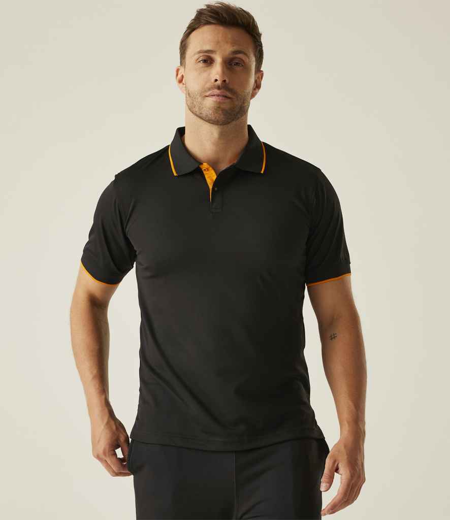 Regatta Navigate Polo Shirt | Black/Orange Pop