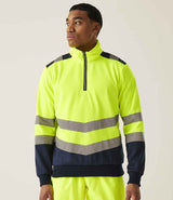 Regatta High Visibility Pro 1/4 Zip Sweatshirt | Yellow/Navy thumbnail 2