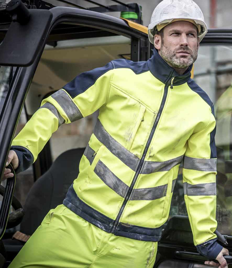 Regatta High Visibility Pro Soft Shell Jacket | Yellow/Navy