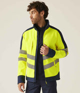 Regatta High Visibility Pro Soft Shell Jacket | Yellow/Navy thumbnail 2