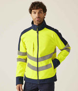 Regatta High Visibility Pro Soft Shell Jacket | Yellow/Navy thumbnail 3