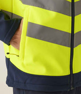 Regatta High Visibility Pro Soft Shell Jacket | Yellow/Navy thumbnail 6