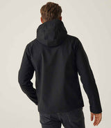 Regatta Venturer Three Layer Hooded Soft Shell Jacket | Black/Black thumbnail 2