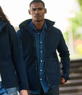 Regatta Venturer Three Layer Hooded Soft Shell Jacket | Navy/Navy thumbnail 2