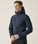 Regatta Venturer Three Layer Hooded Soft Shell Jacket | Navy/Navy thumbnail 3