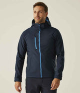 Regatta Venturer Three Layer Hooded Soft Shell Jacket | Navy/French Blue thumbnail 1