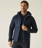 Regatta Venturer Three Layer Hooded Soft Shell Jacket | Navy/French Blue thumbnail 3