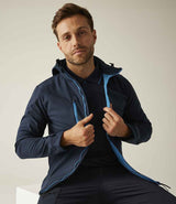 Regatta Venturer Three Layer Hooded Soft Shell Jacket | Navy/French Blue thumbnail 4