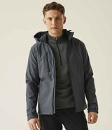 Regatta Venturer Three Layer Hooded Soft Shell Jacket | Seal Grey/Black thumbnail 3