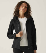 Regatta Ladies Venturer Three Layer Hooded Soft Shell Jacket | Black/Black thumbnail 3