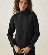 Regatta Ladies Venturer Three Layer Hooded Soft Shell Jacket | Black/Black thumbnail 4