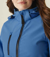 Regatta Ladies Venturer Three Layer Hooded Soft Shell Jacket | French Blue/Navy thumbnail 4