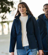 Regatta Ladies Venturer Three Layer Hooded Soft Shell Jacket | Navy/Navy thumbnail 1