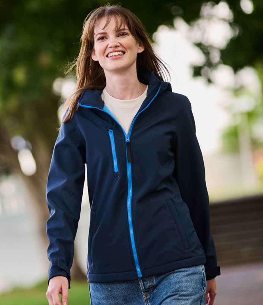 Regatta Ladies Venturer Three Layer Hooded Soft Shell Jacket | Navy/French Blue