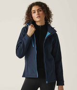 Regatta Ladies Venturer Three Layer Hooded Soft Shell Jacket | Navy/French Blue thumbnail 4