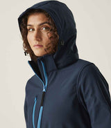 Regatta Ladies Venturer Three Layer Hooded Soft Shell Jacket | Navy/French Blue thumbnail 5