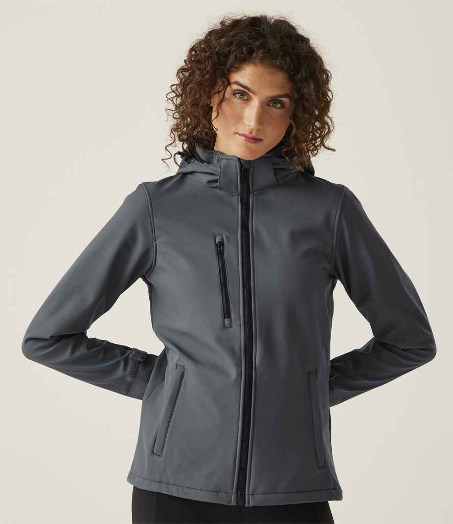 Regatta Ladies Venturer Three Layer Hooded Soft Shell Jacket | Seal Grey/Black
